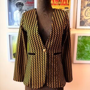 🖤💛 Vintage 90s Graphic Mod Print Statement Blazer